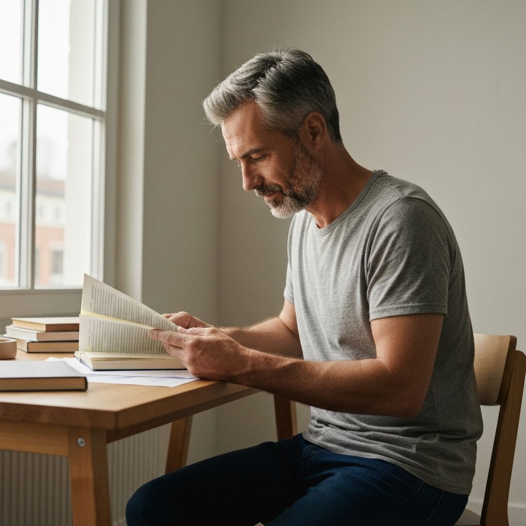 Man engaged in everyday focused activity